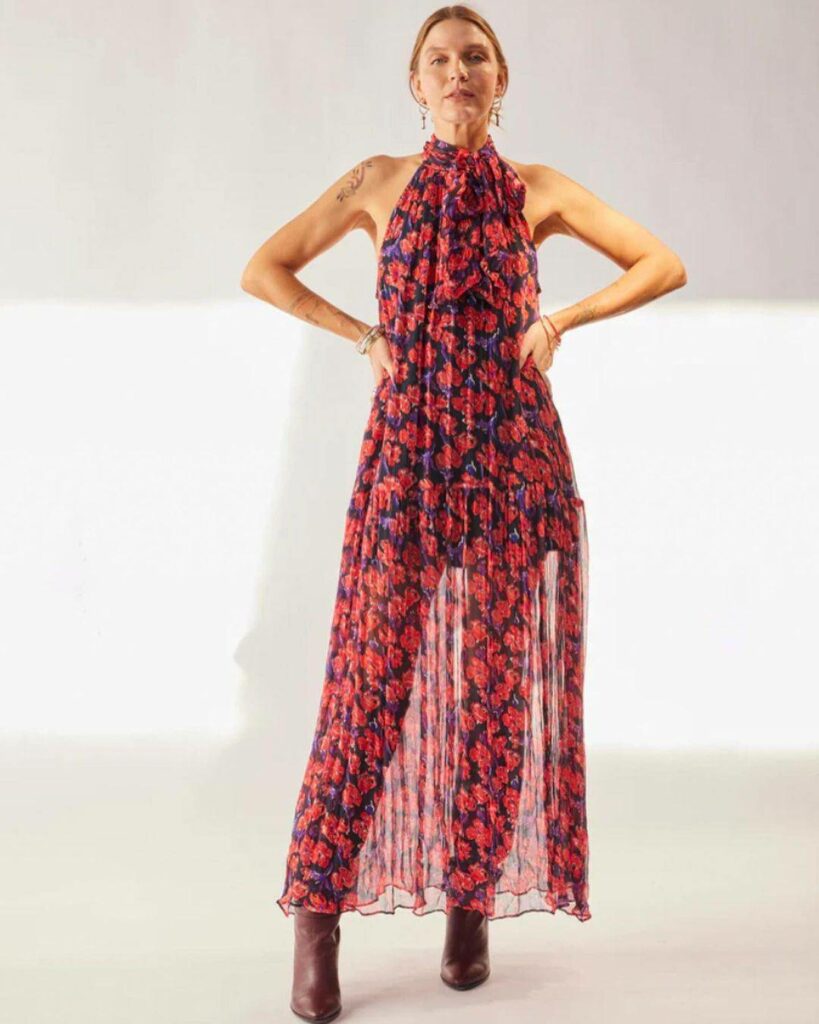 Chiffon halter maxi dresses for ladies
