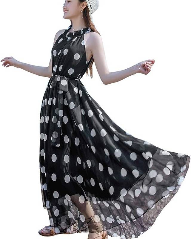 Chiffon halter neck dresses for women