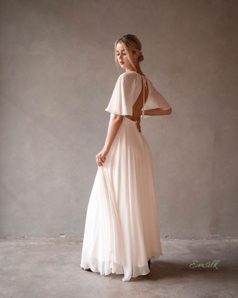Chiffon backless dresses for women