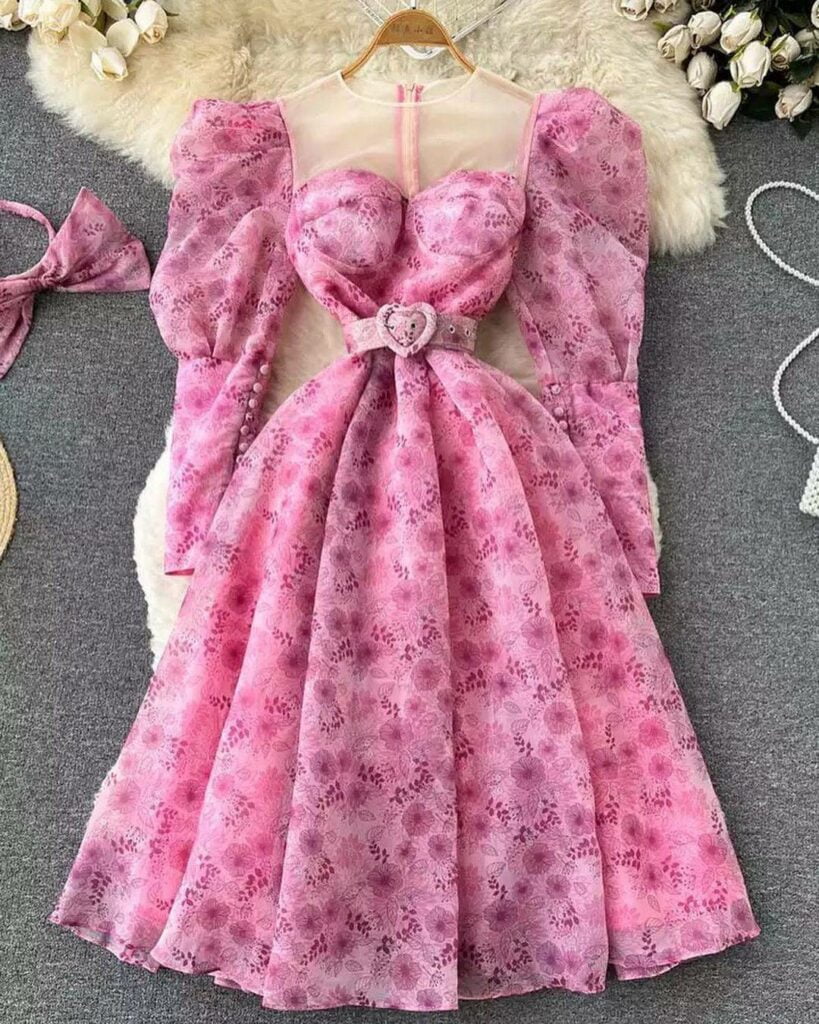 Chiffon floral dresses for women