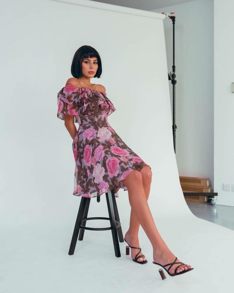 Chiffon off-shoulder dresses for ladies
