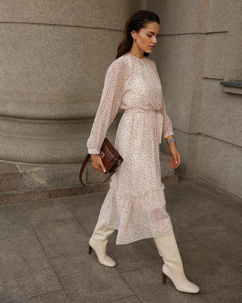 Chiffon long sleeve dresses for ladies