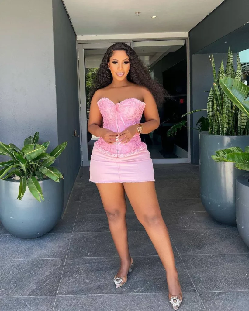 90s style pink bustier top