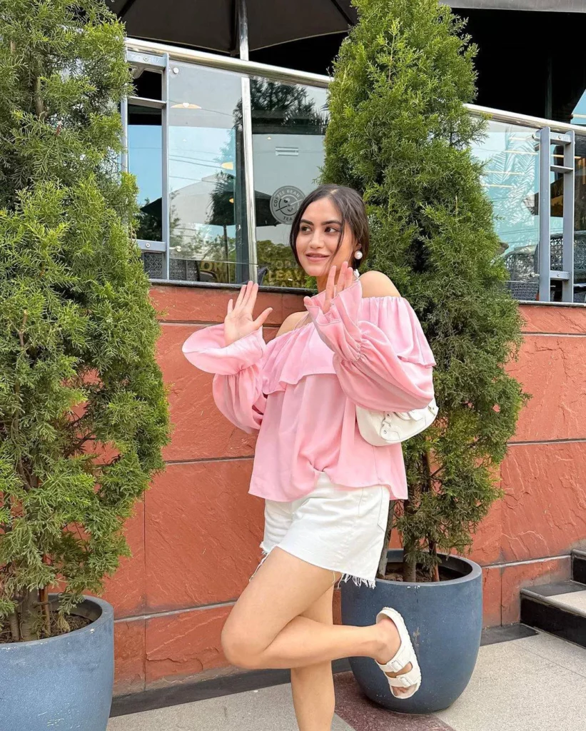 Pink off-shoulder tops