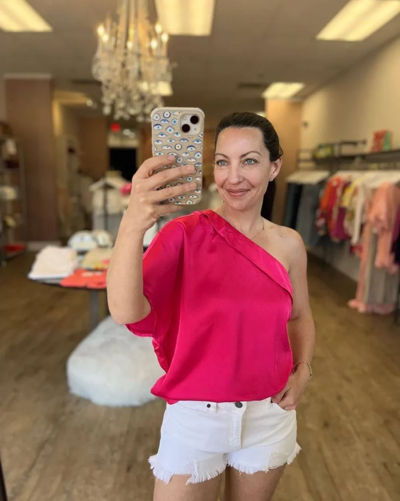 Pink one shoulder tops