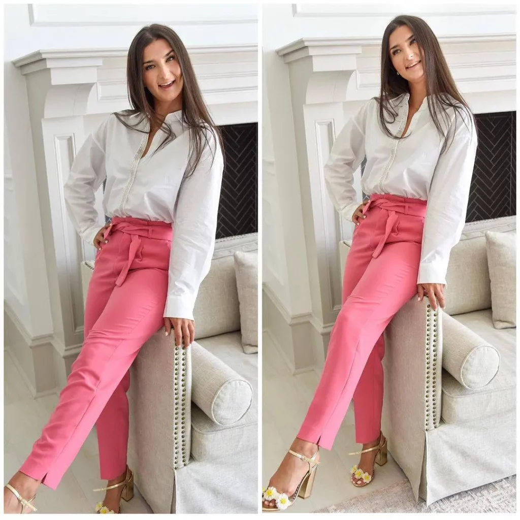 Pink paperbag pants