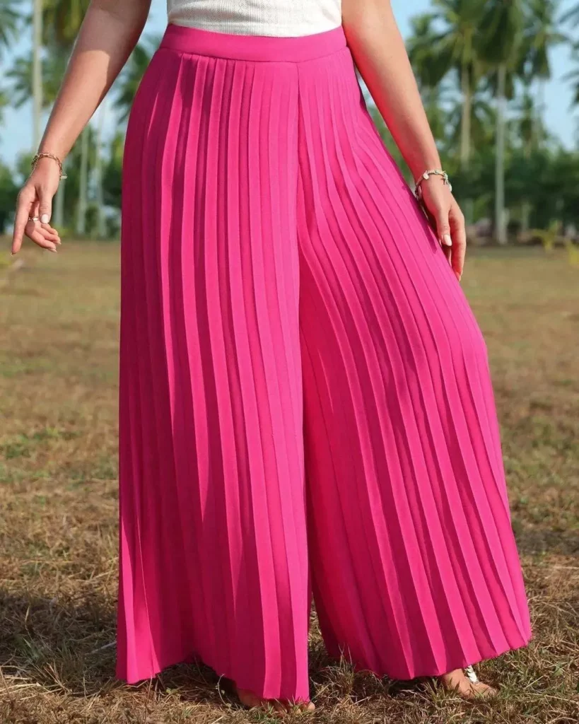 Pink pleated pants
