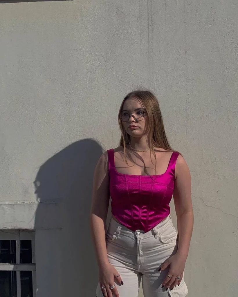 Pink squareneck tops