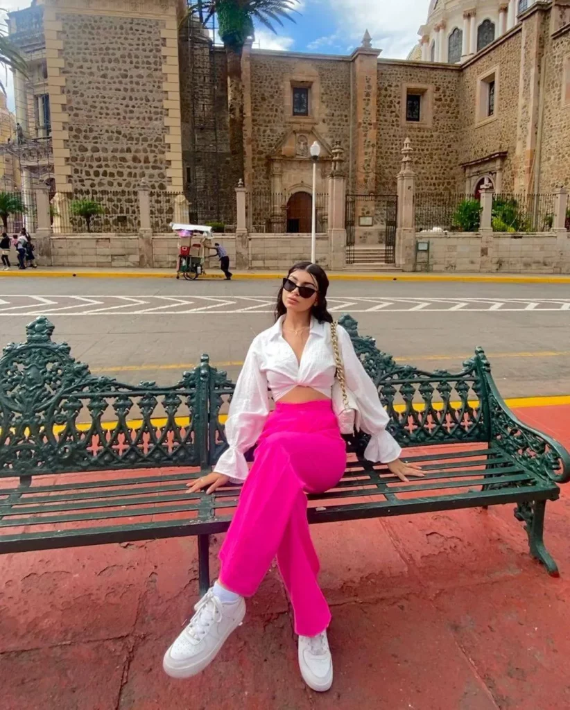 Pink flare pants for women