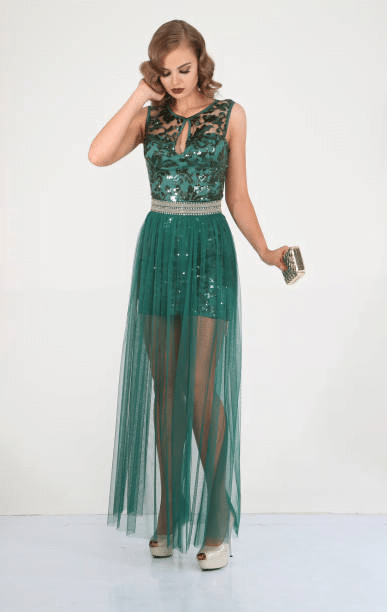 Green Sequin Party Dress