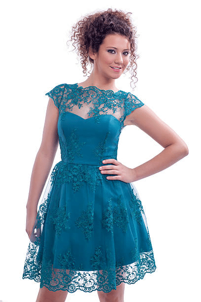 Blue Green Lace Dress