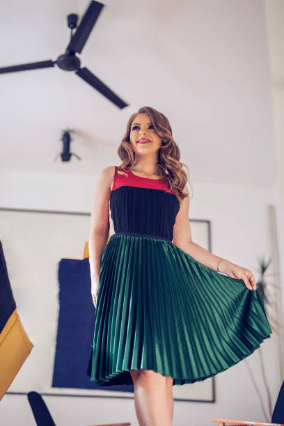 Pleated Green Dress