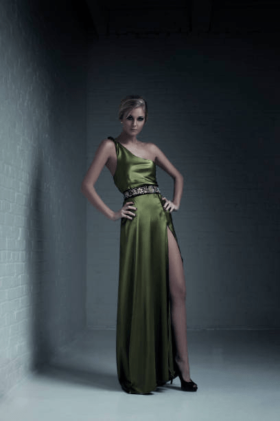 Long Green Silk Dress