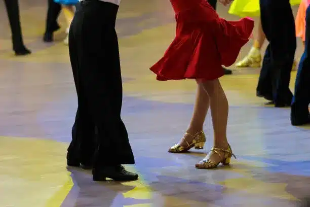 Hot pink drop waist dress and kitten heels