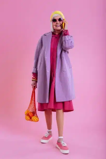 Rose pink shirt dress and pink sneakers
