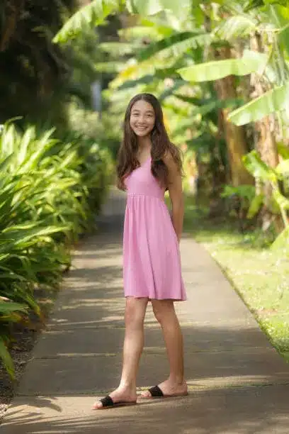 Pink baby doll dress and patch slide sandals