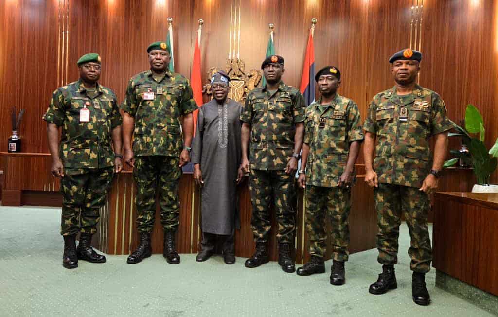 Tinubu Meets New Service Chiefs In Abuja